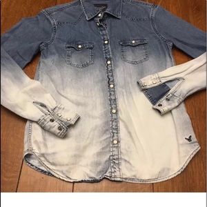 Pearl Snap AE Denim Ombré Shirt Rockabilly Jarty S
